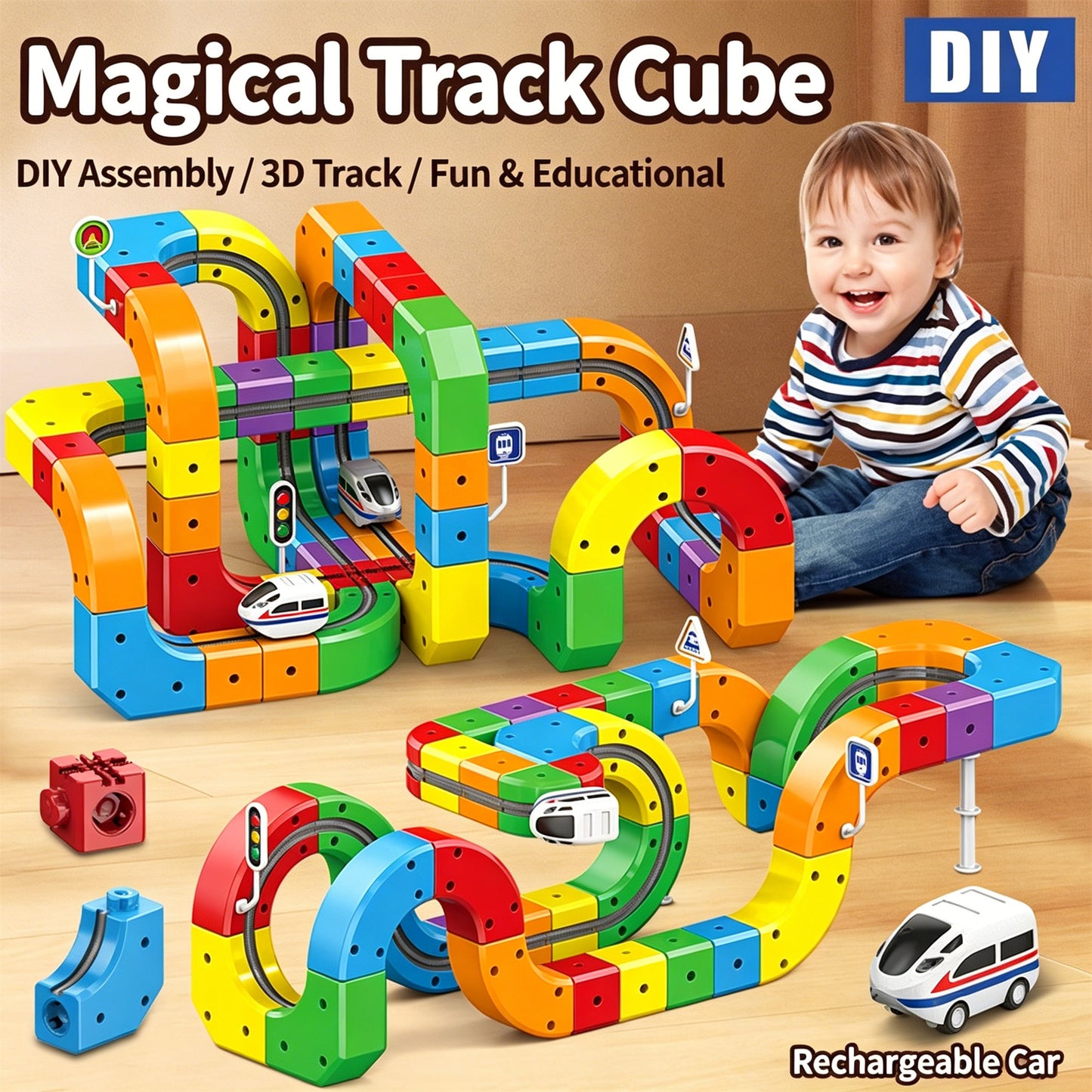 2026 Magnetic Track Car™ | STEM Building Blocks Racing Track Set